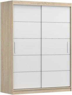 MOEBLO Kleiderschrank LARA 06 (mit dekorativen Elementen aus Aiminium, Schwebetürenschrank 2-türig Schrank, Gaderobe mit vielen Einlegeböden und Kleiderstange), (BxHxT): 150 x 200 x 61 cm