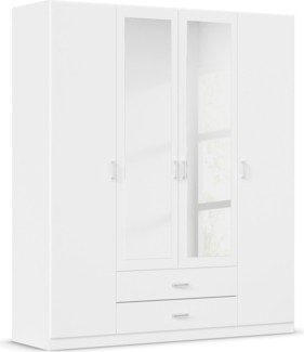 rauch 'GAMMA' Kleiderschrank, Drehtürenschrank, 4-türig, 2 Spiegeltüren teilaufgelegt, 2 Schubkästen, Alpinweiß, 181 x 210 x 54 cm