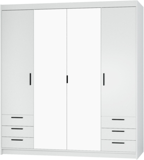 AX LIVING Weiß Kleiderschrank mit Spiegel Storicos 4D6S 176,3cm Groß