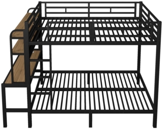 BlingBin Etagenbett Multifunktionales Kinderetagenbett 140x200 cm (1-St, Praktischer Schreibtisch & Ablage, App-LED-Leiste, USB-Aufladung), sichere Leiter & Schutzgeländer – langlebiges -Schlafsystem