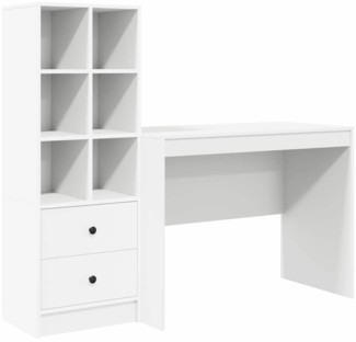 vidaXL Schreibtisch mit Stauraum mit Regal 2 pcs Weiß Holzwerkstoff 3337369