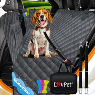 LovPet® 2in1 Hundedecke für Auto Rückbank & Kofferraum mit Seitenschutz und Sichtfenster Kofferraumschutz - Wasserabweisende Hunde Autoschondecke Universal Autoschutzdecke Autodecke Rücksitz Anthrazit