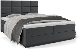 Deine Möbel 24 Boxspringbett MARKUS Komplettbett Polsterbett Bett Bonellfederkernmatratzen H3 (Taschenfederkernmatratzen 7 Zonen H4 optional Samt Velour, 3-St, Ehebett Matratzen H3 / H4 zur Auswahl Grau Dunkelgrau Schwarz), inkl Topper Bettkästen, 120x...