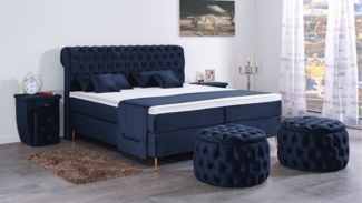 Meisterbetten Boxspringbett Lisa 200x220 in VS-Blau, Matratzenbezug Nano, Ergoflex-Topper