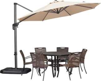 Sonnenschirm 330 cm Ampelschirm Rund 360 drehbar Fußpedal Beige