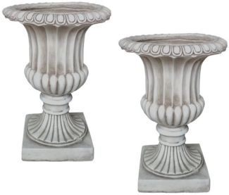 HTI-Living Pflanzkübel Pflanzkübel Athene Antik Hellgrau 2er-Set (Set, 2 St, 2 Pflanzkübel), Gartendeko Polyresin