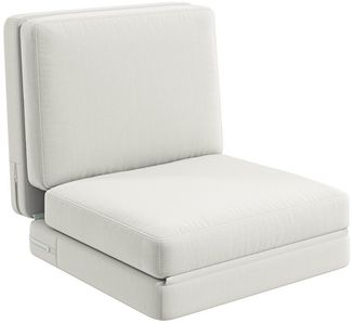 HOMCOM Sitzkissen 3-in-1 Klappbar Schlafsofa mit Samtoptik, bis 240 kg belastbar, für Schlafzimmer, Wohnzimmer, Cremeweiß