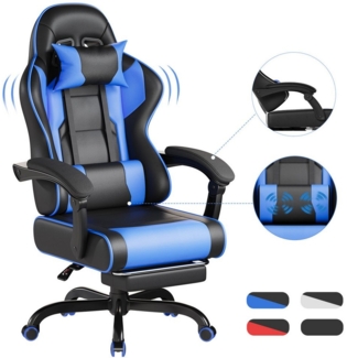 HOMALL Gaming-Stuhl Massage-Spielstuhl, Bürostuhl mit Fußstütze, ergonomisch gestaltet (90-135° verstellbare Rückenlehne, Belastbarkeit 150 kg, verstellbares Lendenkissen, Kopfstütze)