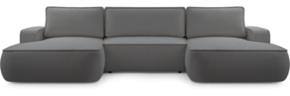 AX LIVING Ablia Sofa U-Form mit Schlaffunktion Dunkelgrau Sofa 364 cm