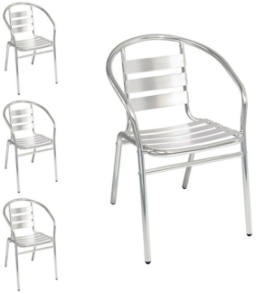 4 Stück stabile Aluminium Bistrostühle stapelbar Gartenstuhl