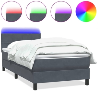vidaXL Boxspringbett mit Matratze Dunkelgrau 80x210 cm Samt 3316858