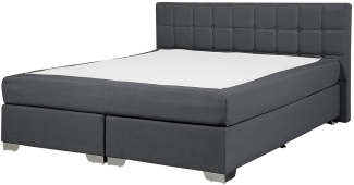 Beliani 'Admiral' Boxspringbett mit Taschenfederkern-Matratzen, Stoff grau, 160x200 cm