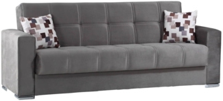 Dmora 3-Sitzer Schlafsofa Arbano, lineares Sofa mit Stauraum, Wohnzimmersofa aus gepolstertem Stoff mit Klick-Klack-Öffnung, 226 x 85 x 91 cm, Grau