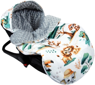 BabyLux Fußsack Sommerfußsack 90cm für Babyschale, Kinderwagen & Buggy Frühling Herbst, 148. Grau + Dschungel Fußsack