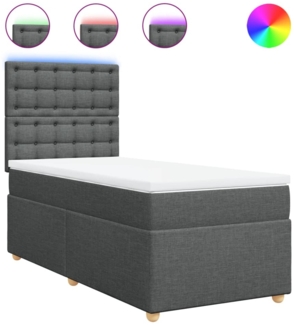 vidaXL Boxspringbett mit Matratze Dunkelgrau 80x200 cm Stoff 3293422