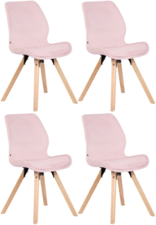 CLP 4er Set Stuhl Luna Kunststoff Stoff Samt Kunstleder,pink Samt