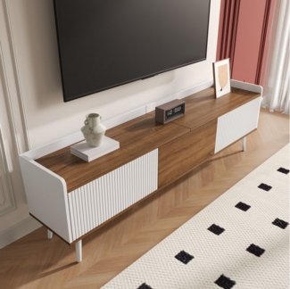 STILVORA Lowboard mit 3 Türen,TV-Schrank Fernsehschrank grifflos mit Streifendesign (TV-Ständer, Fernsehschrank, 1 St, Länge 160 cm), MDF+ Spanplatte