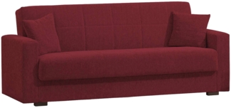 Dmora 3-Sitzer Schlafsofa Ambrogino, lineares Container-Schlafsofa, Wohnzimmersofa aus gepolstertem Stoff mit Klick-Klack-Öffnung, 212 x 80 x 87 cm, Rot