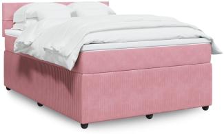 vidaXL Boxspringbett mit Matratze Rosa 160x200 cm Samt 3290087