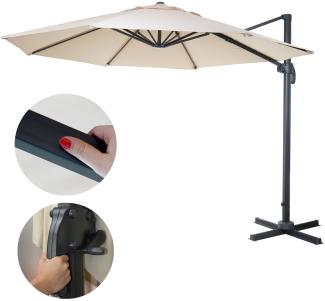 Gastronomie-Ampelschirm HWC-A96, Sonnenschirm, rund Ø 3m Polyester Alu/Stahl 23kg ~ creme ohne Ständer, drehbar