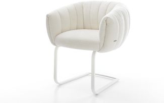 Freischwinger Jada-Flex Bouclé Soft Beige Freischwinger flach Weiß Taschenfederkern