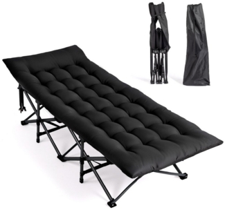 VINGLI Feldbett klappbar mit Matratze – Campingbett aus 600D Oxford Klappliege für Garten, Camping & Strand, 190×71x36 cm, Grau/Schwarz