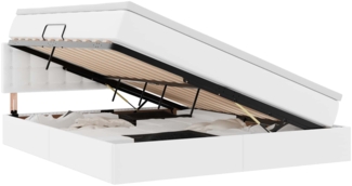 vidaXL Aufbewahrungsbett mit Matratze Reinweiß 160 x 200 cm Kunstleder 3370402