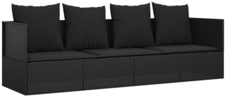 vidaXL Outdoor-Loungebett mit Kissen Schwarz Poly Rattan 319565