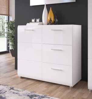 Kommode Mestre / Merano, Holzwerkstoff, Weiß, 96 x 86 x 39 cm