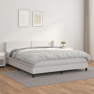 Boxspringbett mit Matratze Weiß 180x200 cm Kunstleder (Farbe: Weiß)