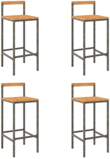 vidaXL Barhocker 4 Stk. Grau Poly Rattan und Massivholz Akazie 362609