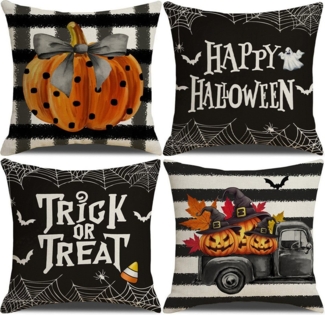 CLTYQ Kissenbezug Halloween Kissenbezug mit Kürbis und Geister-Bezug für Sofa und Bett, (4 Stück), Sofakissen Couchkissen für Halloween Weihnachten Kissenbezüge
