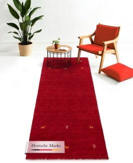 carpetfine Wollteppich Gabbeh Uni, auch als Läufer und Rund erhältlich, rechteckig, Höhe: 15 mm, reine Wolle, handgewebt, Gabbeh Loom Tiermotiv, große Farbauswahl