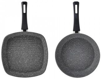 Karaca Topf-Set Karaca Gris Induktion Biogranit Pfannen und Grillset Grillpfanne