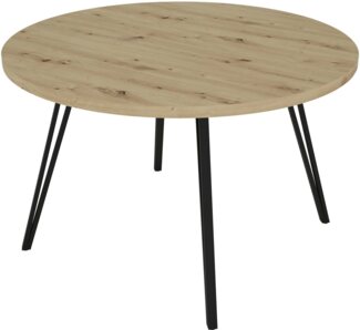 byLIVING Esstisch MARTA / runde Tischplatte Artisan Eiche / Gestell Metall schwarz matt / Küchentisch für bis zu 5 Personen / D 120 cm, H 76 cm