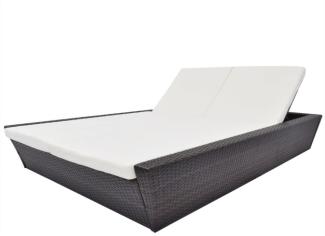 vidaXL Outdoor-Lounge-Bett mit Polster Poly Rattan Braun 42902