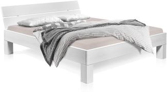 Möbel-Eins LUKY 4-Fuß-Bett mit Kopfteil, Material Massivholz, Fichte massiv weiss 120 x 200 cm