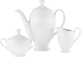 CreaTable Kaffeeservice Valencia Weiß, Kaffeegarnitur 3-tlg (3-tlg), 1 Personen, Porzellan, Elegant, Boho Chic
