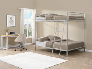 Vente-unique - Etagenbett mit Bettboden - 2 x 140 x 190 cm - Silberfarben - GEMINI II