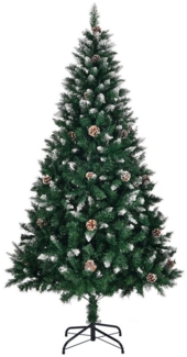 FCH Künstlicher Weihnachtsbaum 180 cm lange grüne Spray-weiße 800 Zweige mit Tannenzapfen, PVC-Material, Mit Ständer, heimischer Weihnachtsbaum