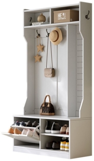 REDOM Garderoben-Set Für Eingangsbereich, Flur und Zuhause, (Garderobenset mit Sitzbank, Flip-Top-Schuhschrank & 6 Haken, 1-St, 100×185.5×40 cm), mit Sitzbank, 6 Haken