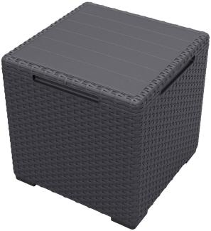 Garten Beistelltisch Rattan Optik Aufbewahrungsbox mit Deckel Box Tisch Outdoor