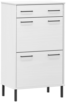 vidaXL Schuhschrank OSLO mit Metallbeinen Weiß Massivholz Kiefer 350984