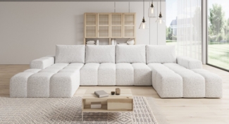 PROMETO Möbel Ecksofa Couch U-Form, Sofa U-Form Teddy-Bouclé, WebStoff -Cento