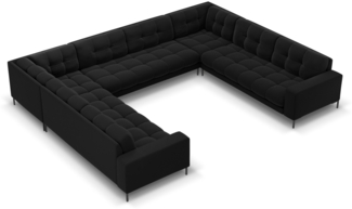 Micadoni Wohnlandschaft Mamaia 9-Sitzer Samtstoff Schwarz Metall schwarz