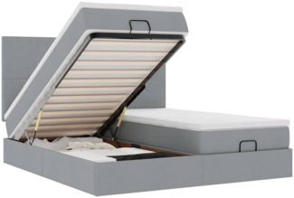 vidaXL Ottoman-Bett mit Matratzen Hellgrau 200x200 cm Stoff 3313678