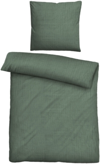 biberna Musselin Bettwäsche 0480500 UNI, schilfgrün, 1x 135x200 cm + 1x 80x80 cm