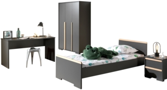Jugendzimmer Set Kariotta Möbelset Holzwerkstoff Anthrazit/Buche