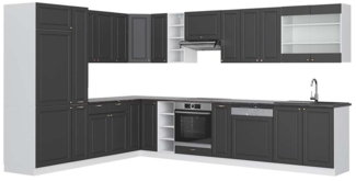 Eckküche Fame-Line Anthrazit-Gold/Weiß 347 x 60 cm , AP Anthrazit Vicco