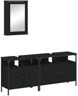 vidaXL 3-tlg. Badmöbel-Set Schwarz Holzwerkstoff 3214785